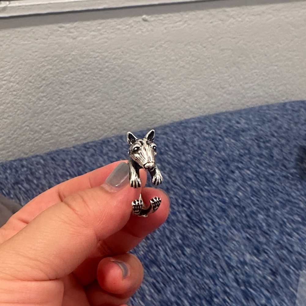 Silver bull terrier target dog Dog Wrap Ring